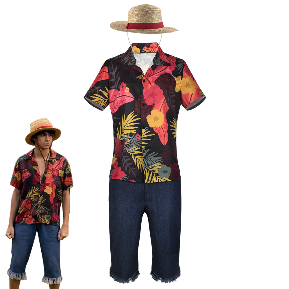 Shorts Denim Frayed - Set Camicia Floreale Tropicale e Pantaloncini
