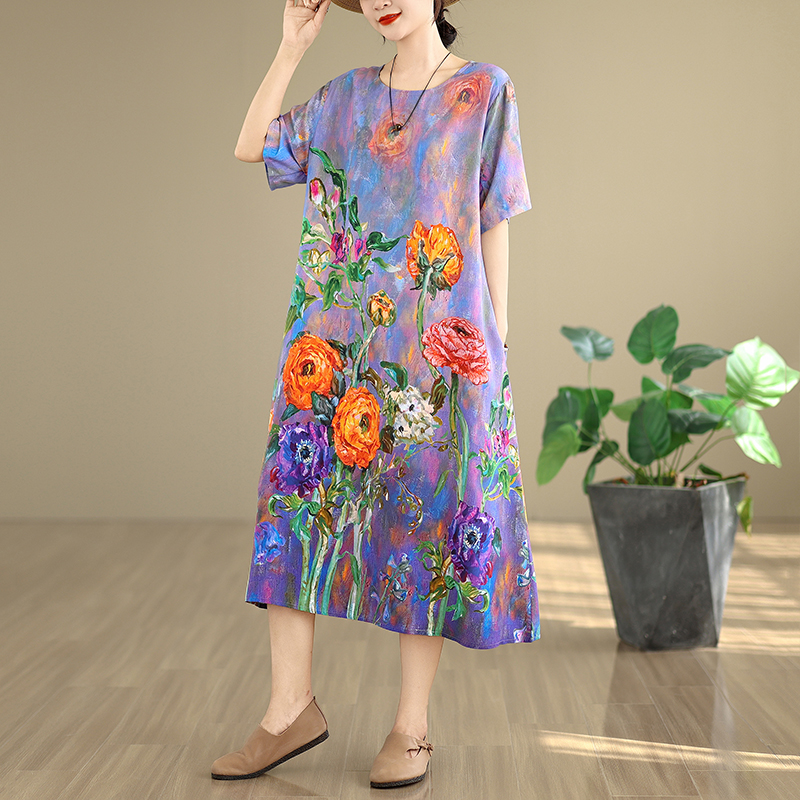 Midi Skirt Floral - Abito Midi Floreale da Donna in