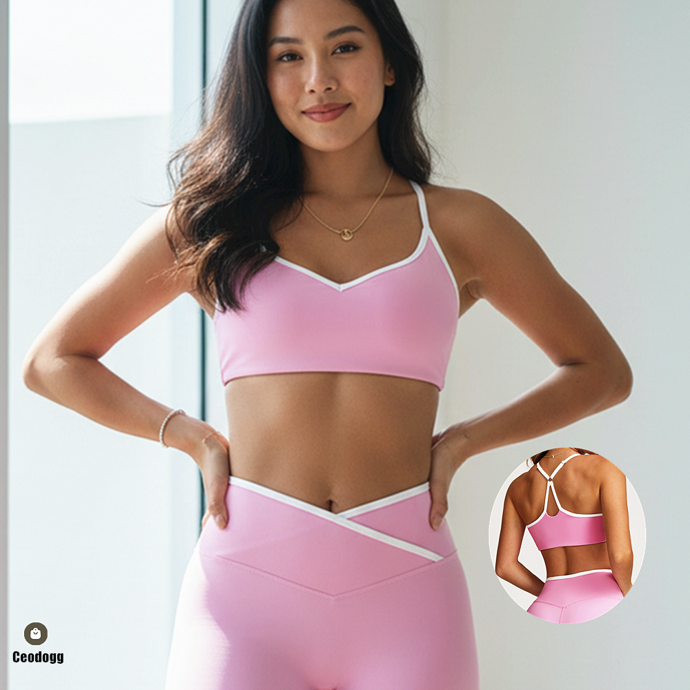 Crop Top Crochet - Reggiseno sportivo da donna per palestra,