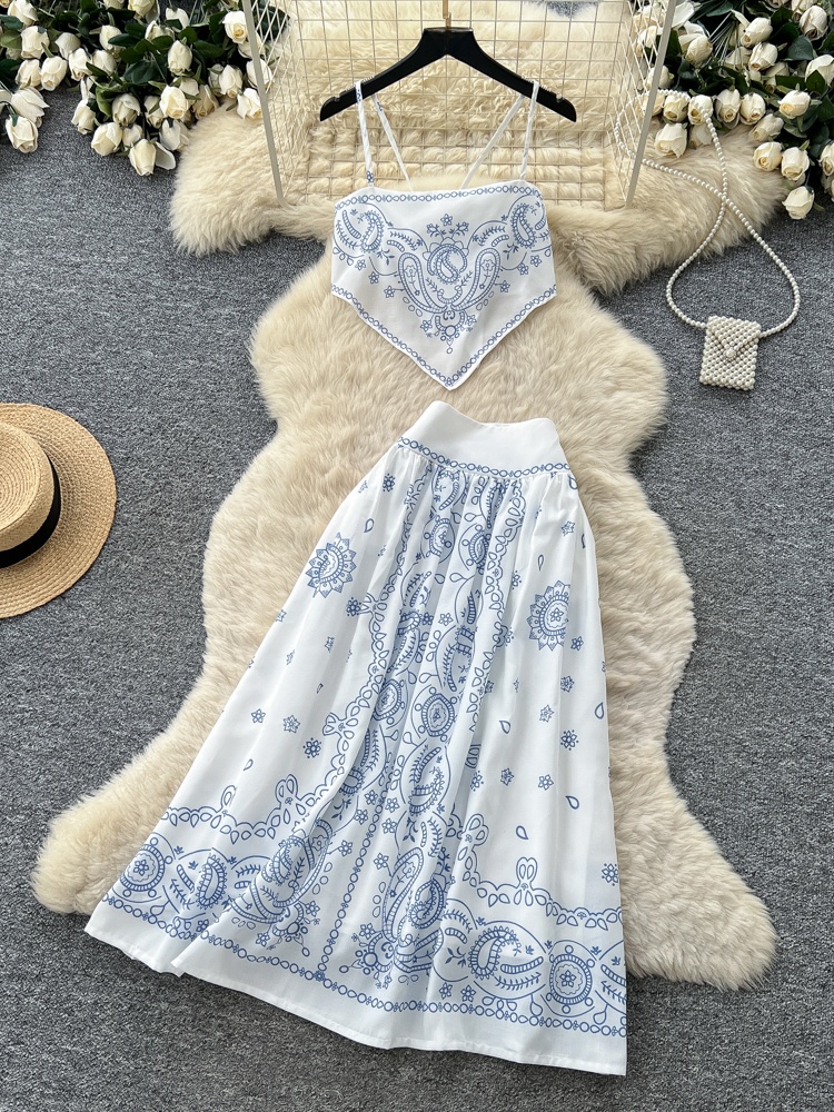 Romper Floral Print - Completo estivo due pezzi con ricamo