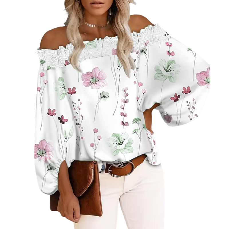 Blouse Off Shoulder - Camicetta da donna taglie forti, nuova,
