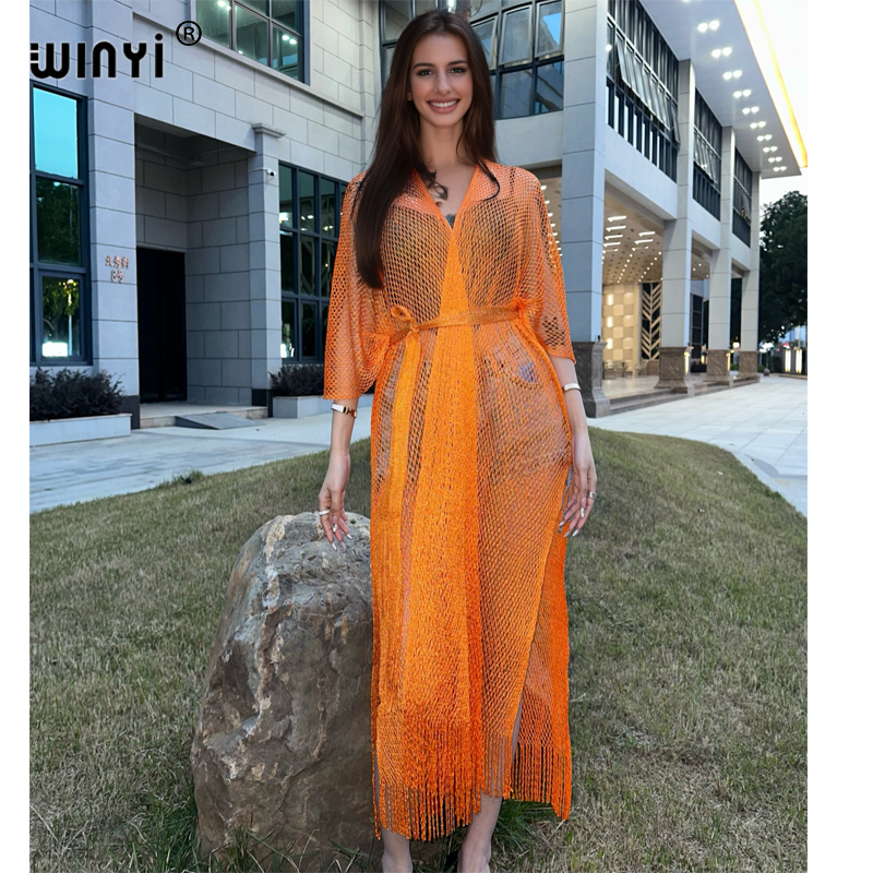 Cover Up Kaftan - WINYI hollow beach kimono vestito sexy
