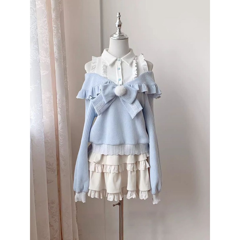 Blouse Off Shoulder - Set 2 Pezzi Kawaii Soft Girl