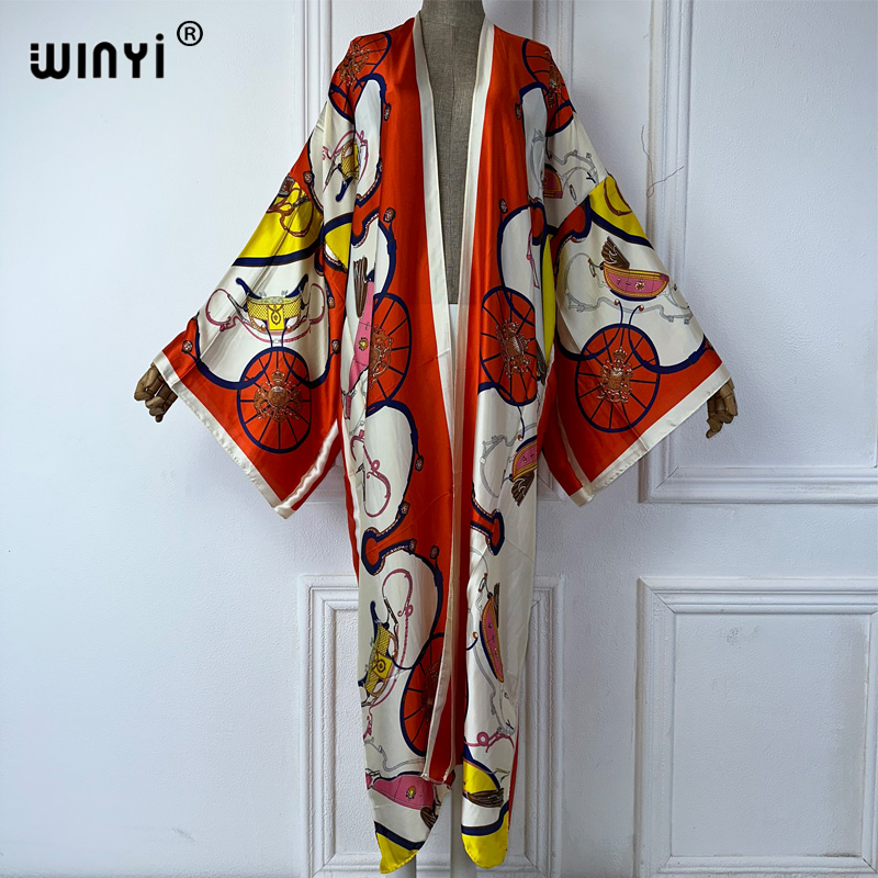 Cover Up Kaftan - WINYI boho stampa Kimono Cardigan estivo