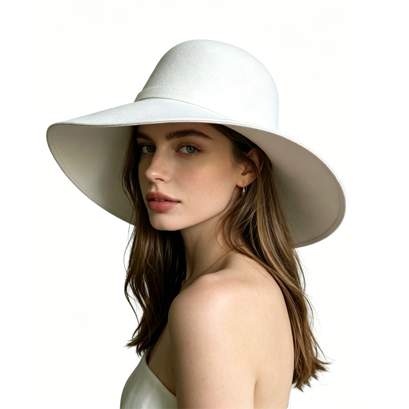 Hat Floppy Wide - Cappello da Donna Bianco a Cupola,