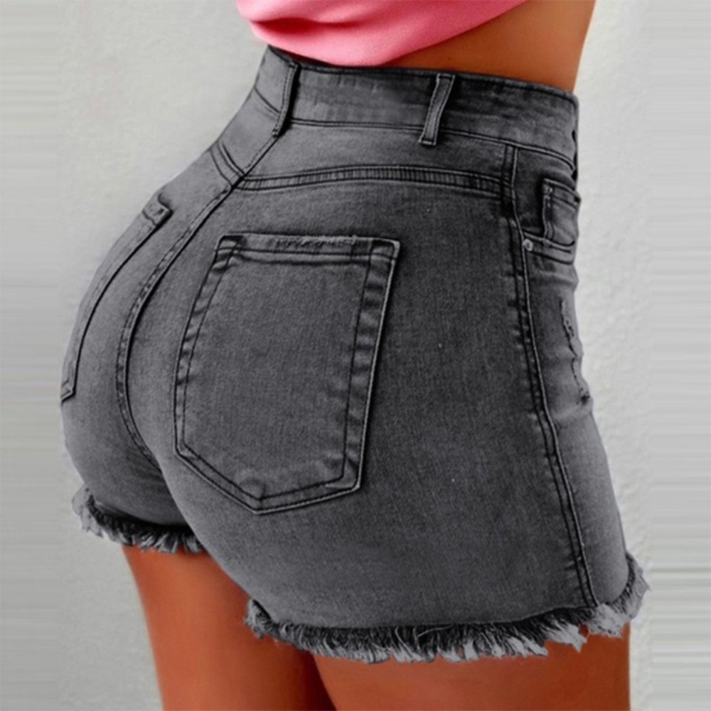 Shorts Denim Frayed - Pantaloncini di jeans a vita alta