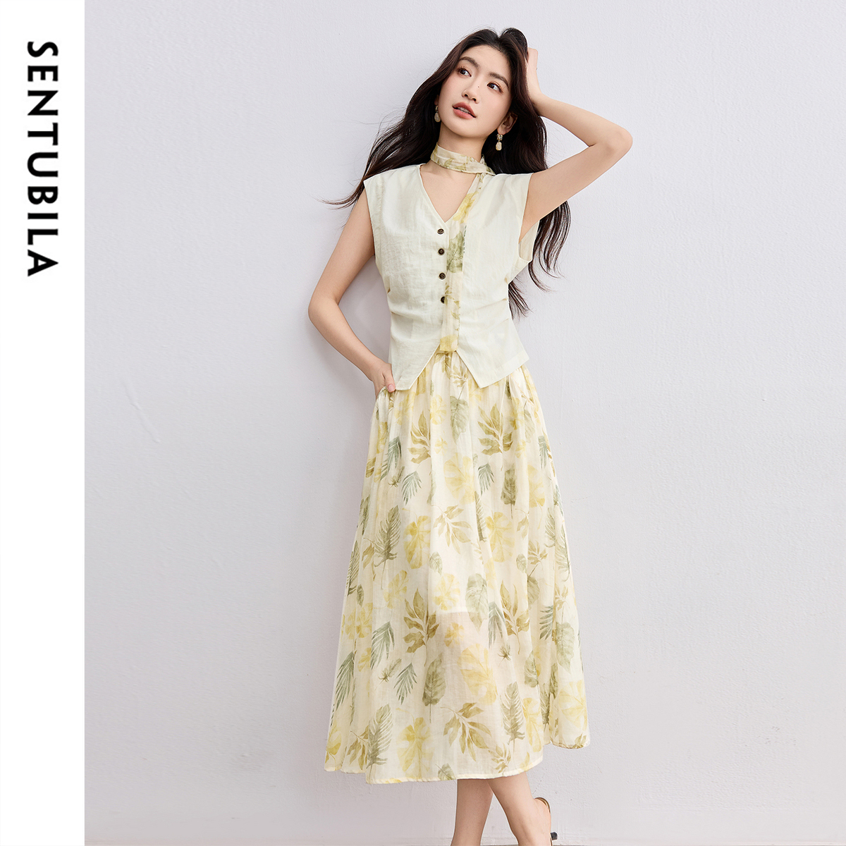 Midi Skirt Floral - SENTUBILA Gonna elegante Set da vacanza