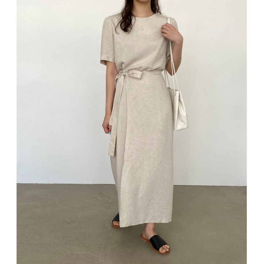 Linen Dress Wrap - Elegante Abito Avvolgente in Cotone e
