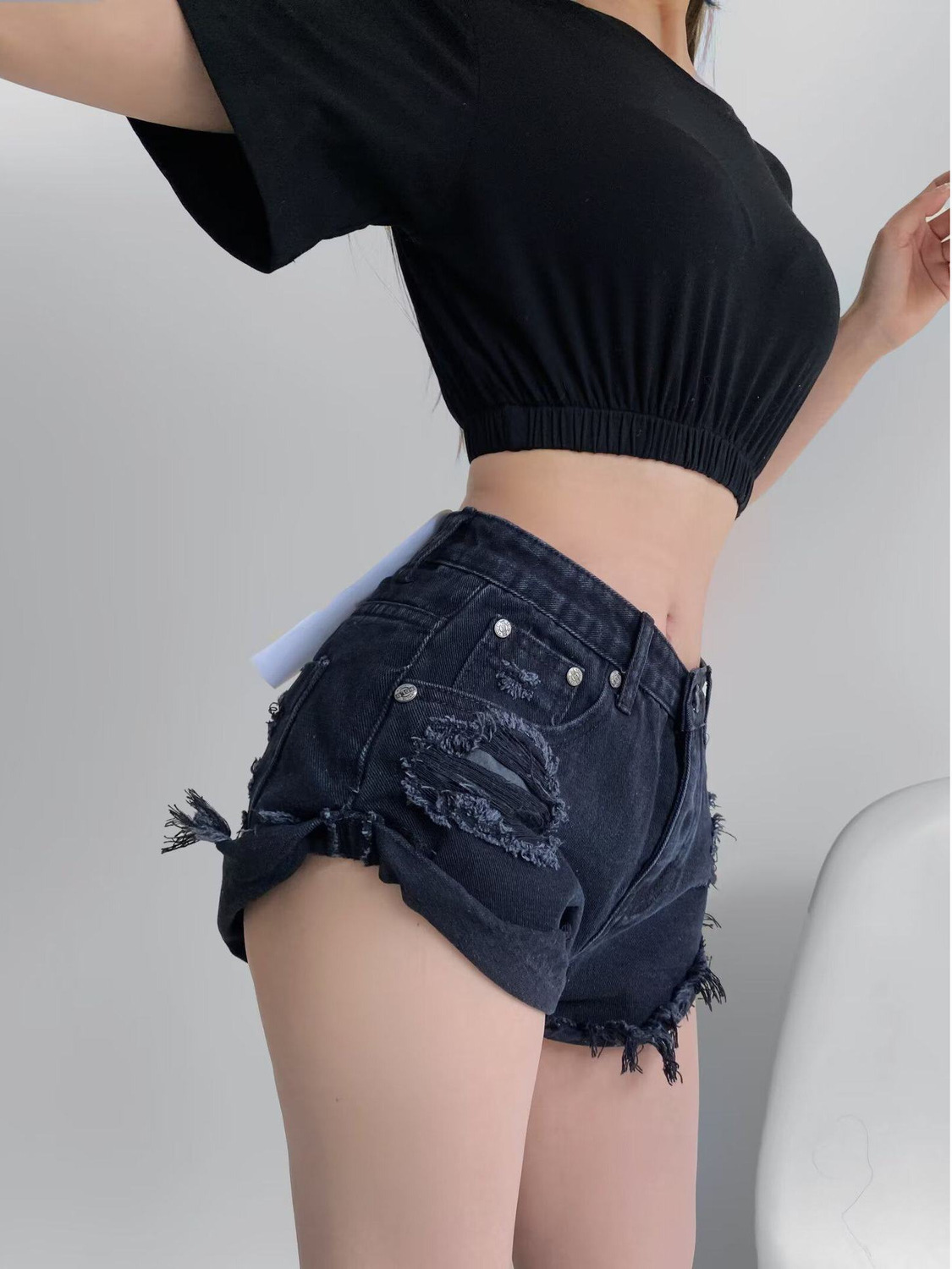 Shorts Denim Frayed - Shorts in denim da donna a