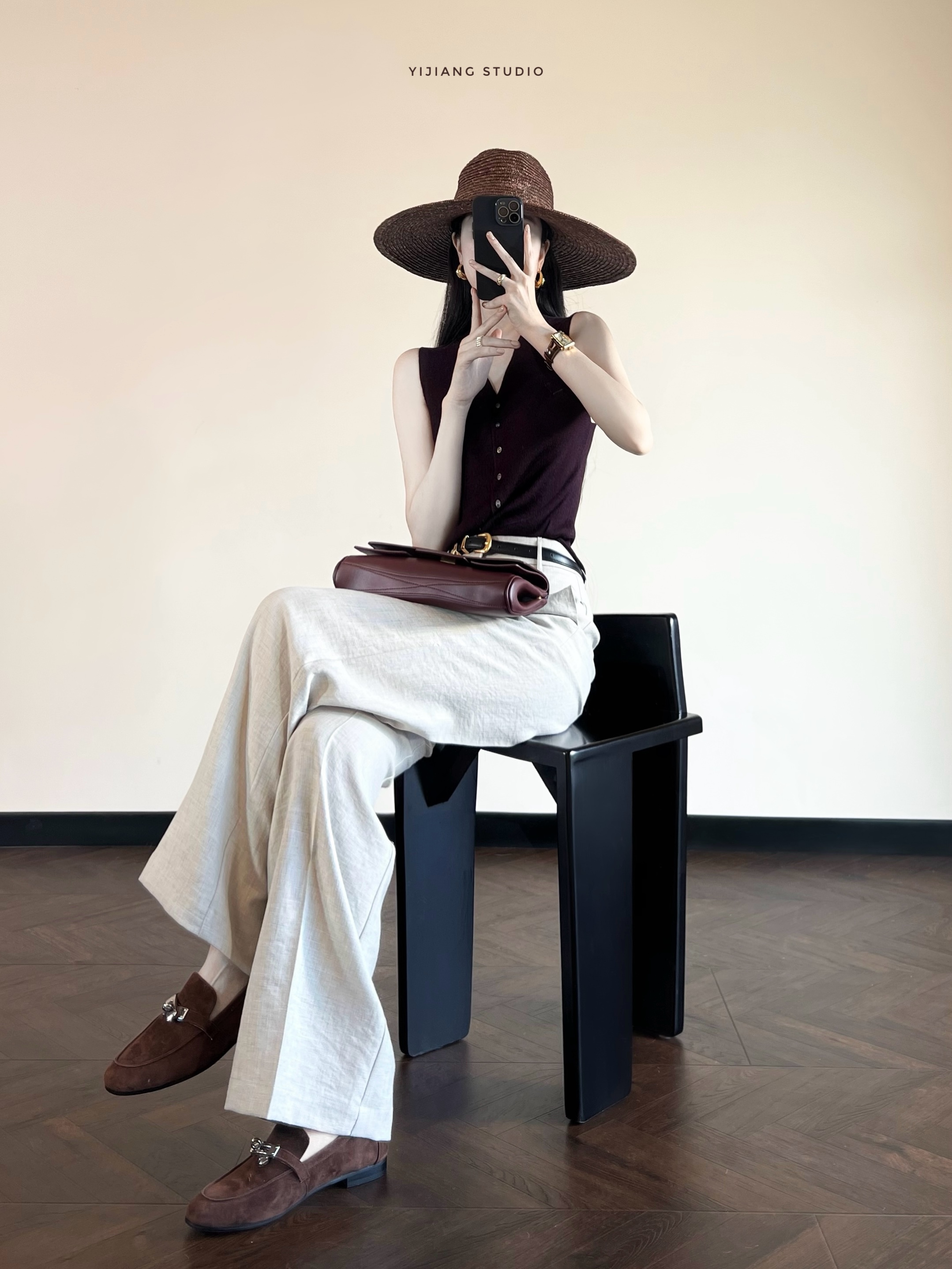 Linen Pant Wide - Pantaloni a Vita Alta a Gamba