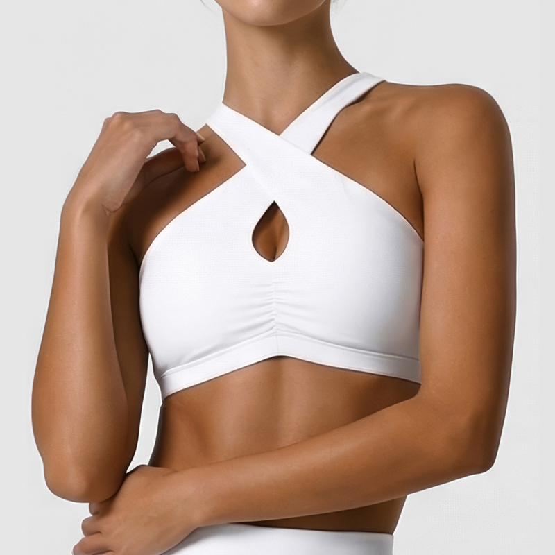 Crop Top Crochet - Reggiseno Sportivo Morbido da Donna, Tinta