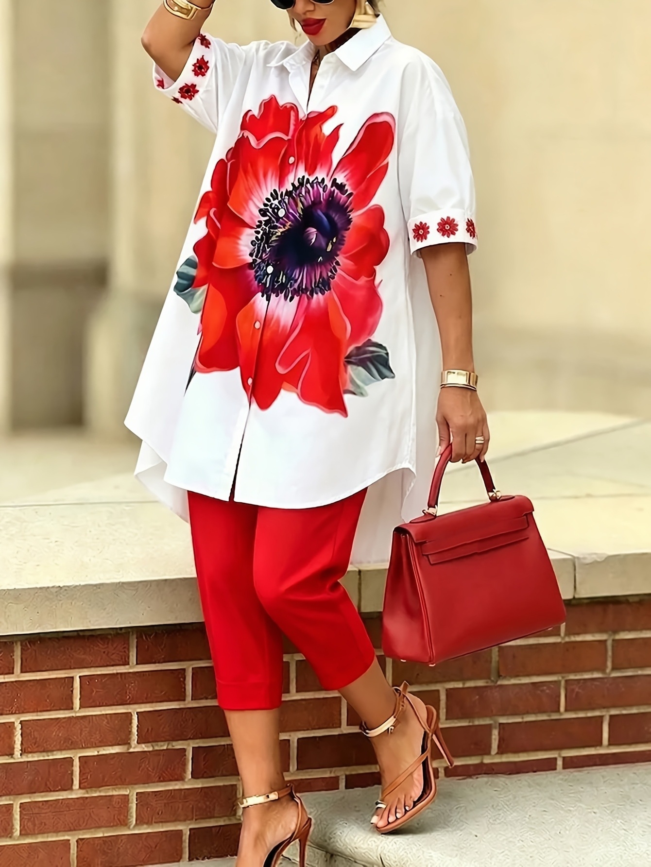 Romper Floral Print - Completo Vintage da Donna con Stampa