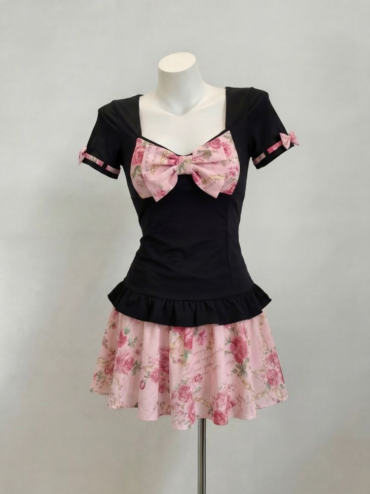 Romper Floral Print - Completo da donna due pezzi con