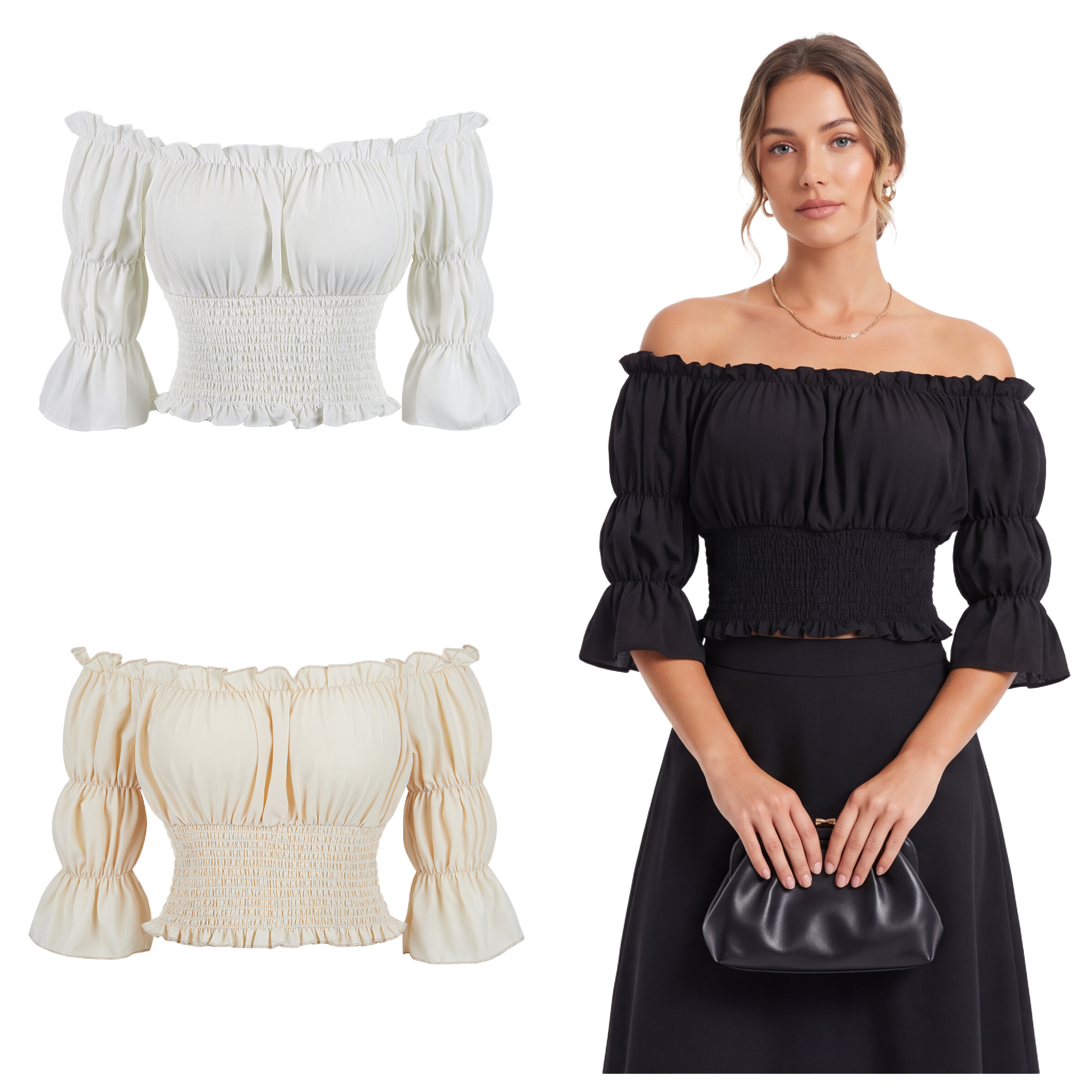 Blouse Off Shoulder - Camicetta Rinascimentale da Donna con Maniche