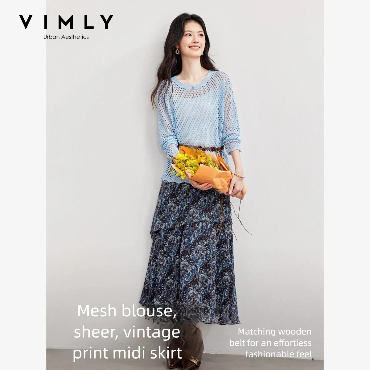 Midi Skirt Floral - VIMLY Completo Due Pezzi da Donna