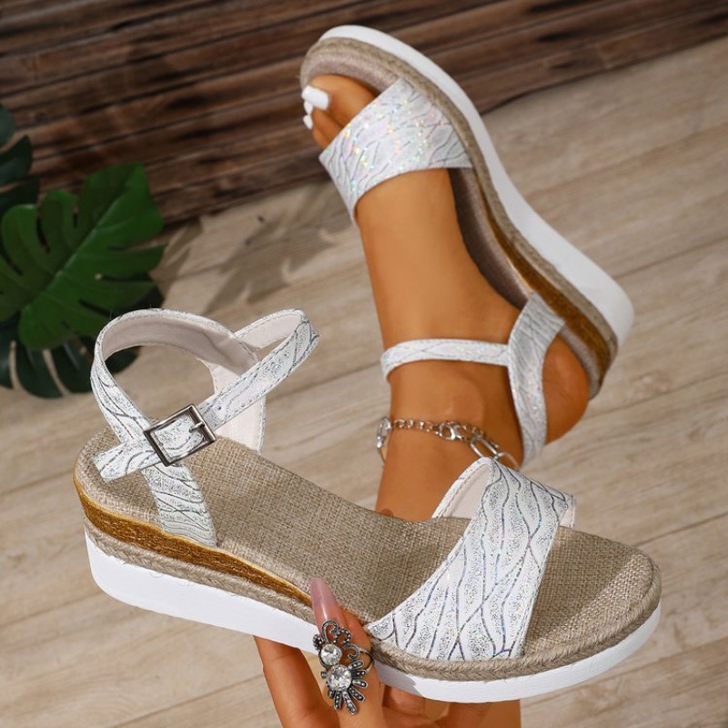 Wedge Espadrille Women - Sandali con Zeppa da Donna Bianchi
