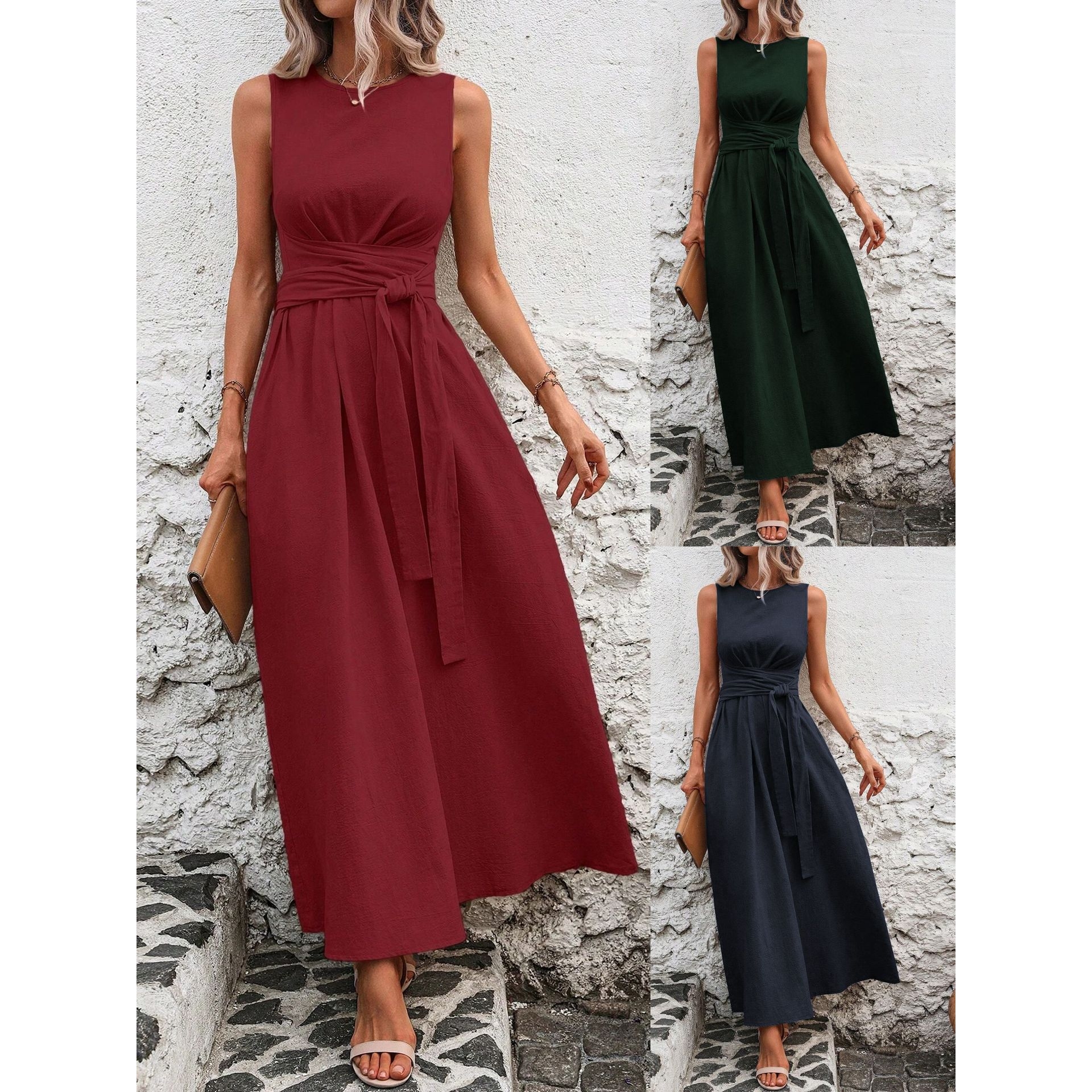 Elegante Abito Lungo Senza Man - Linen Dress Wrap recensione e prezzo