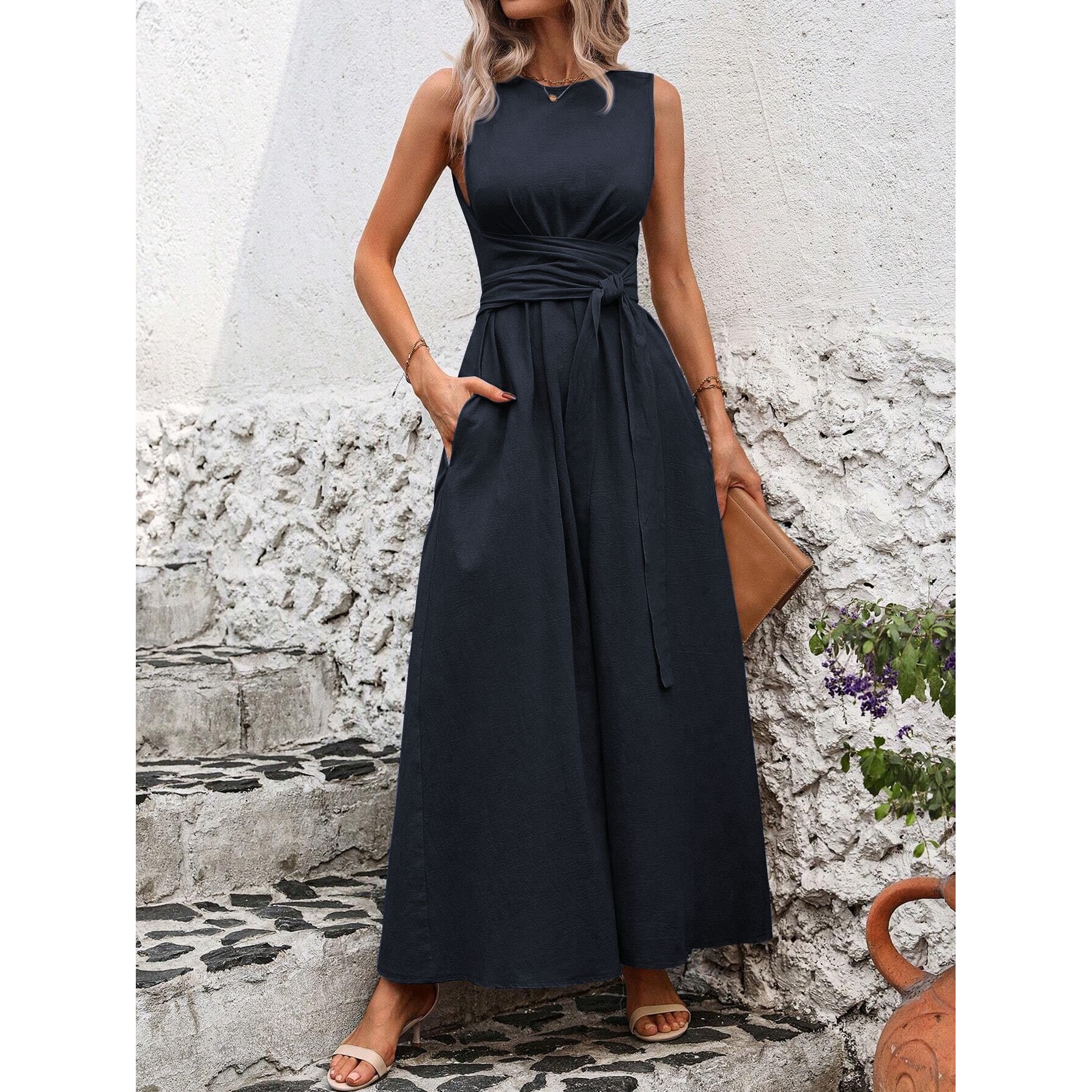 Elegante Abito Lungo Senza Man - Linen Dress Wrap recensione e prezzo