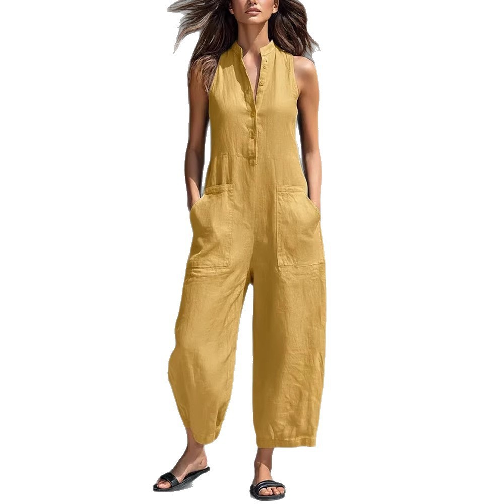 Tuta da donna senza maniche co - Jumpsuit Linen Relaxed recensione e prezzo