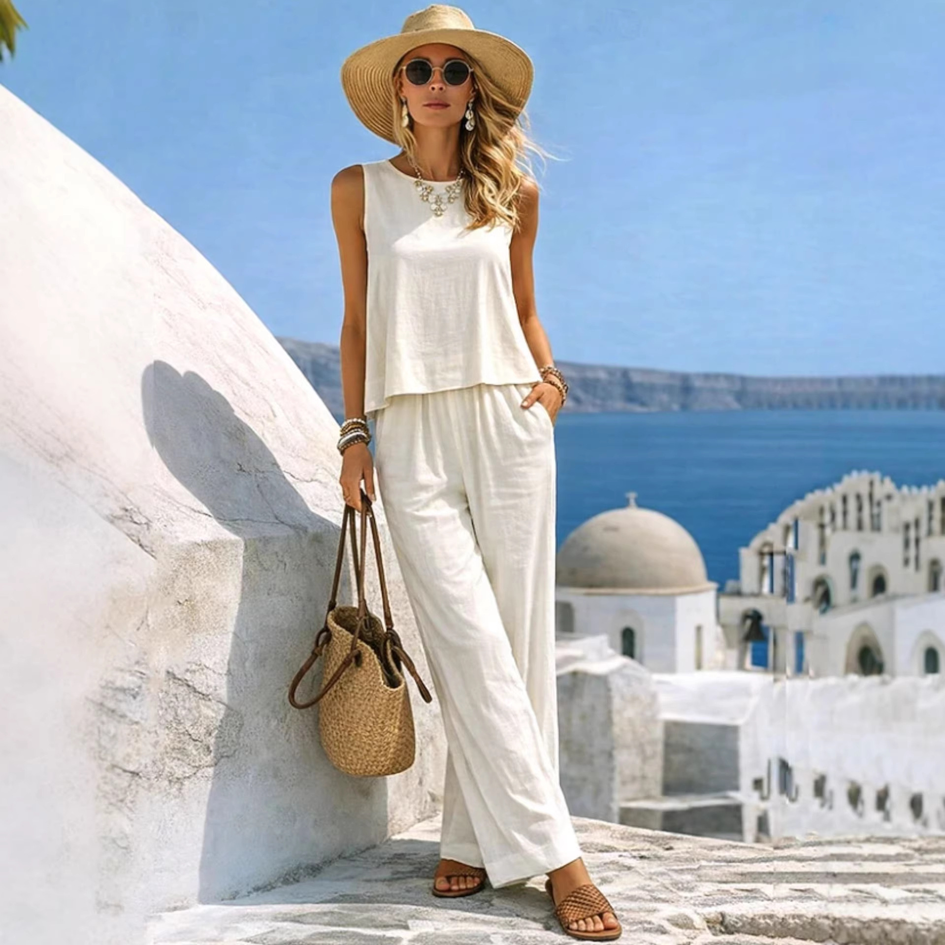   Completo Estivo da Donna 2 P - Linen Pant Wide recensione e prezzo