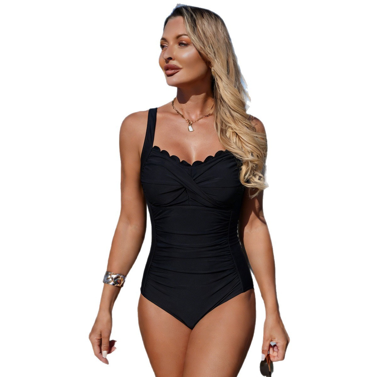 Costume da bagno intero nero c - Swimsuit Bikini Ruched recensione e prezzo