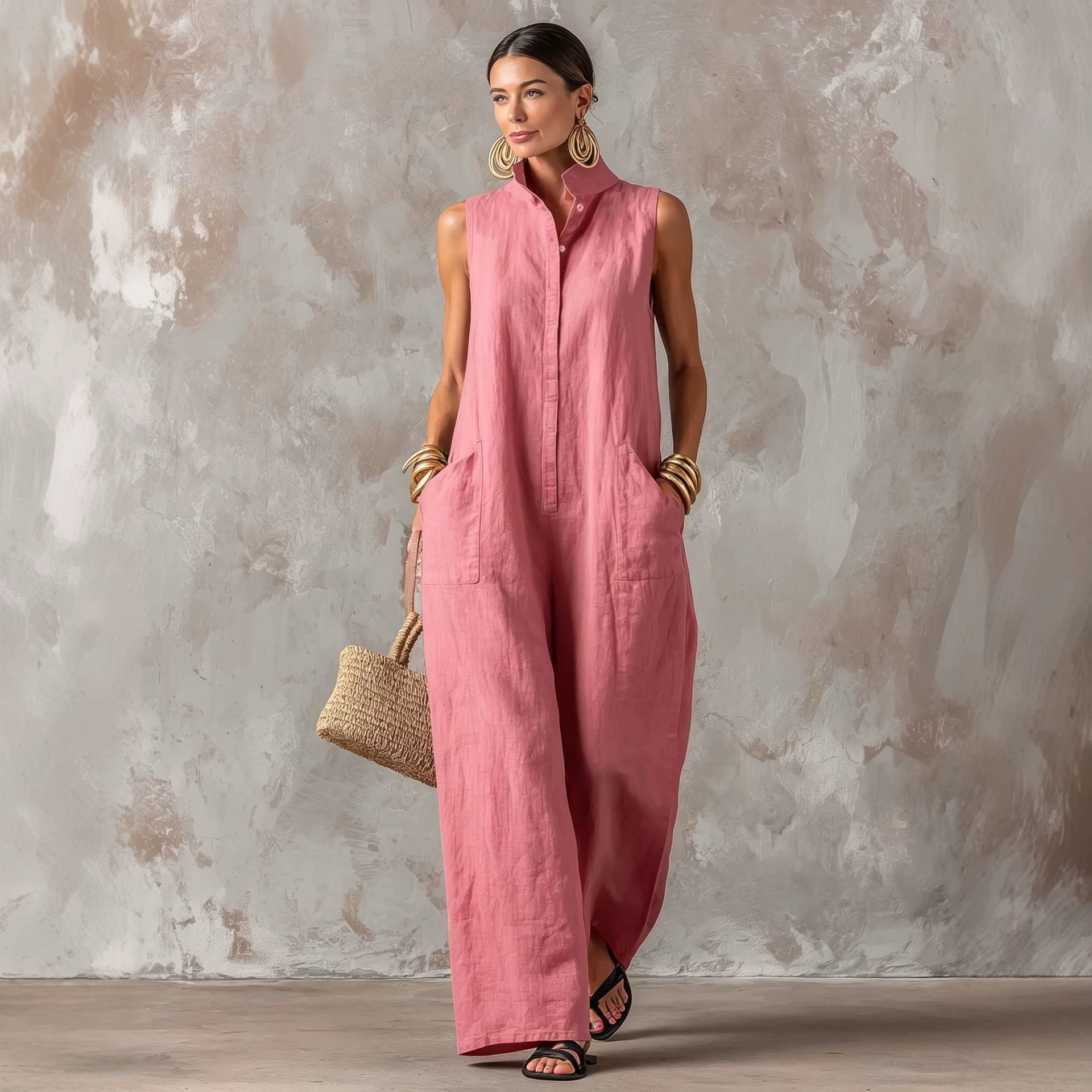 Tuta in misto lino senza manic - Jumpsuit Linen Relaxed recensione e prezzo