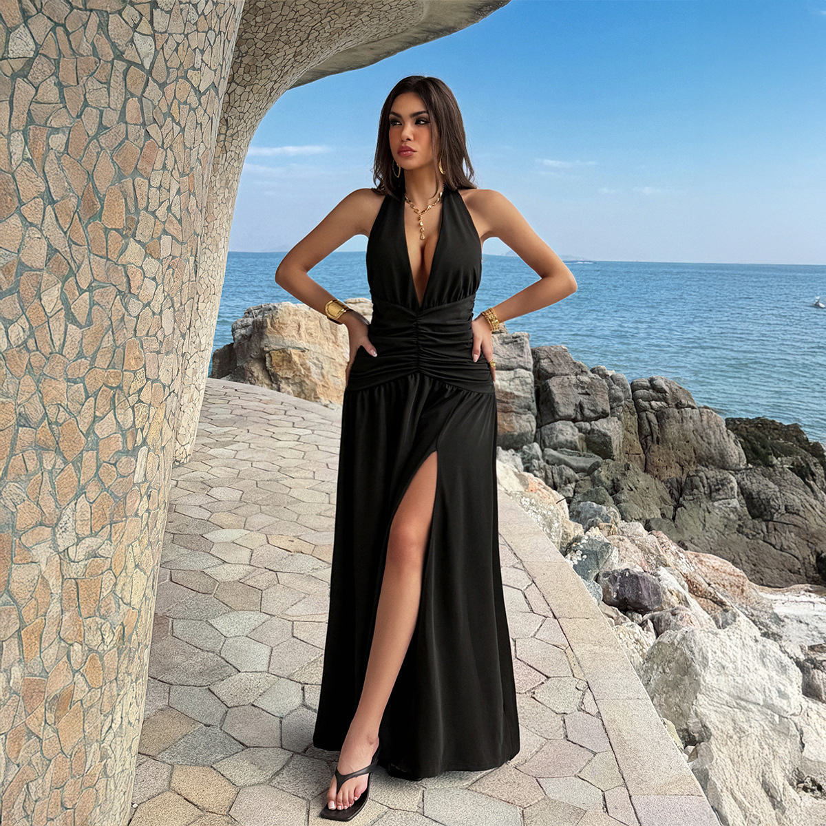 Abito da donna 2 colori, maxi  - Maxi Dress Halter recensione e prezzo
