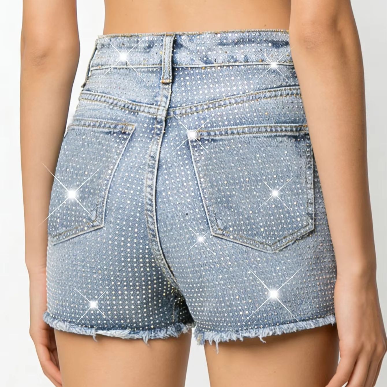 Nuovi Shorts in Denim Blu con  - Shorts Denim Frayed recensione e prezzo