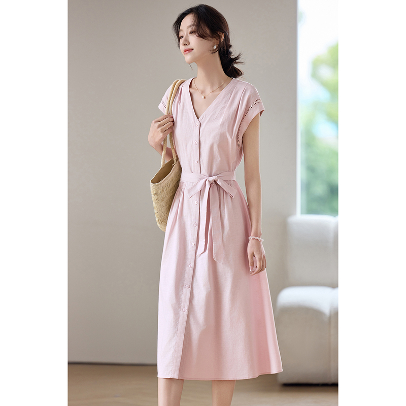 Abito Midi Rosa da Donna SENTU - Linen Dress Wrap recensione e prezzo