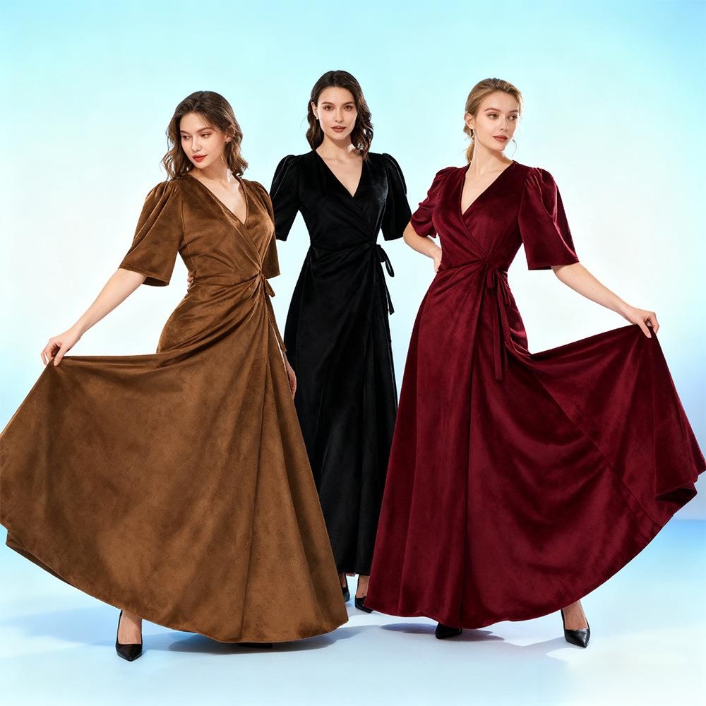 Abito lungo da donna in vellut - Linen Dress Wrap recensione e prezzo