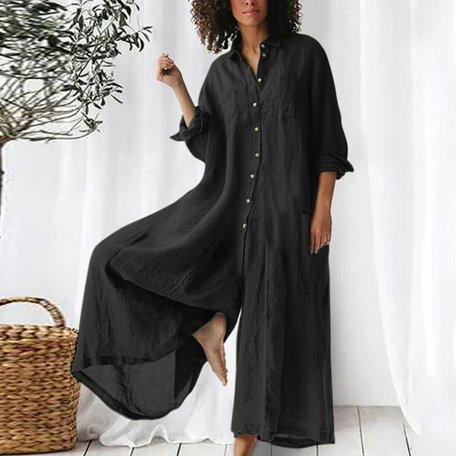 Tuta da donna a maniche lunghe - Jumpsuit Linen Relaxed recensione e prezzo