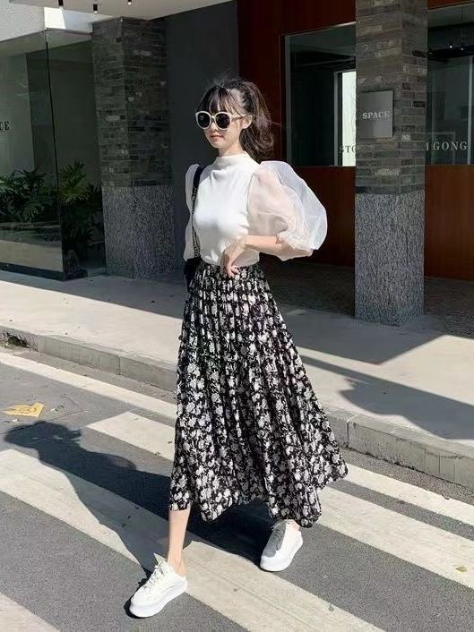 Gonna midi a trapezio con stam - Midi Skirt Floral recensione e prezzo